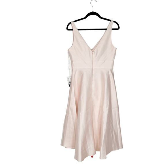 ALFRED SUNG High Low Satin Twill V Neck Dress in Blush - Picture 3 of 8